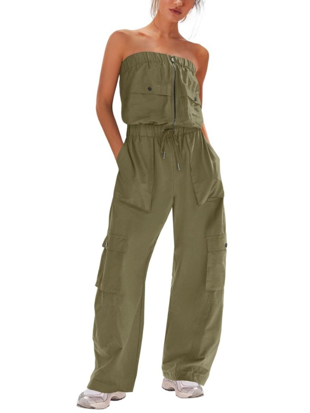 Womens Strapless Jumpsuits Cargo Pants Jumpsuits Tube Rompers